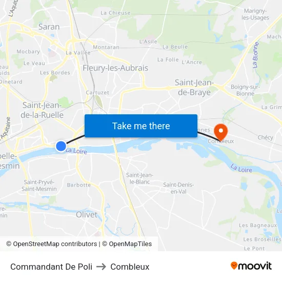 Commandant De Poli to Combleux map