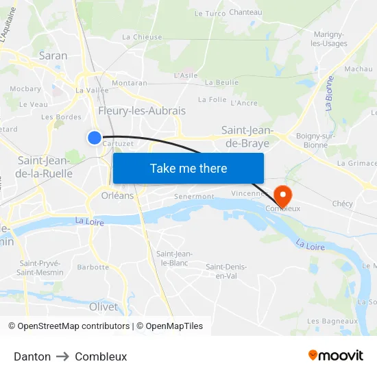 Danton to Combleux map