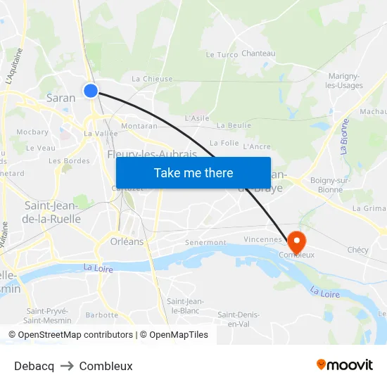 Debacq to Combleux map
