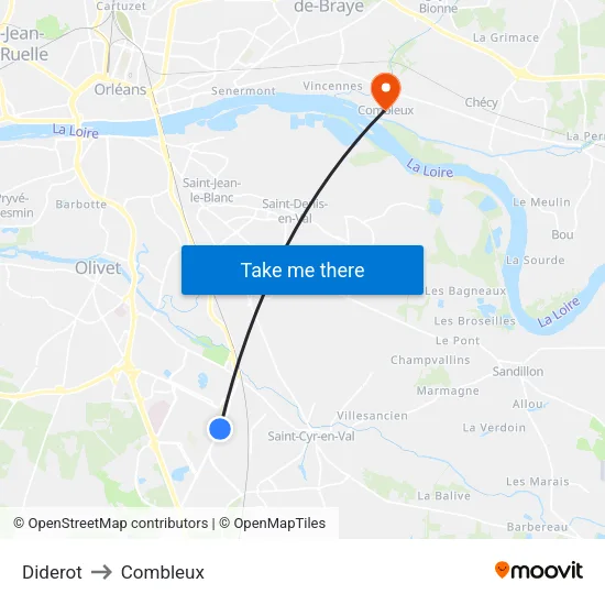 Diderot to Combleux map