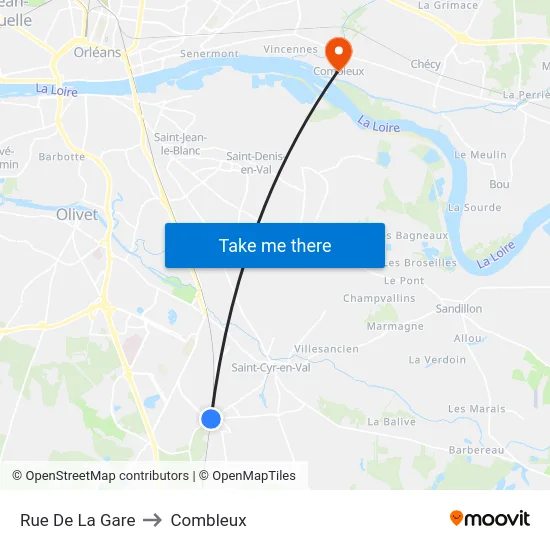 Rue De La Gare to Combleux map