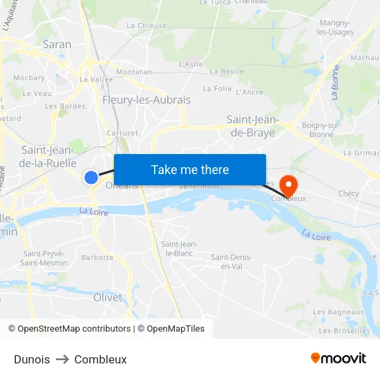 Dunois to Combleux map