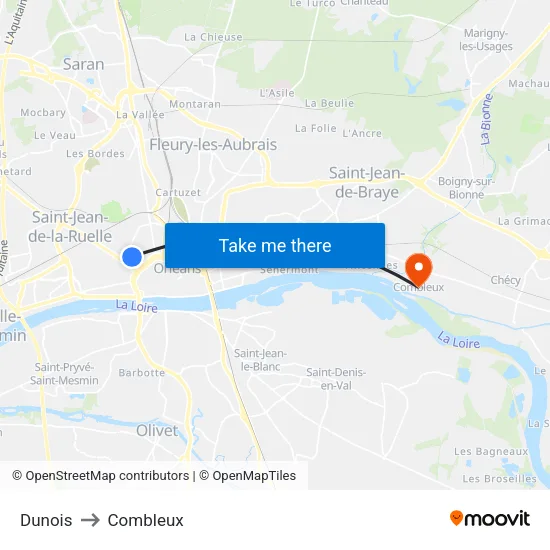 Dunois to Combleux map