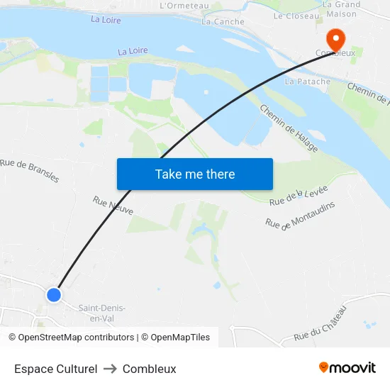 Espace Culturel to Combleux map