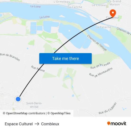 Espace Culturel to Combleux map