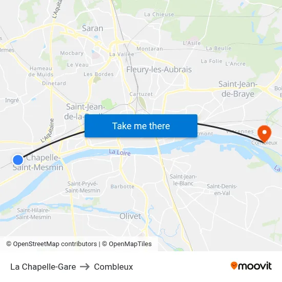 La Chapelle-Gare to Combleux map