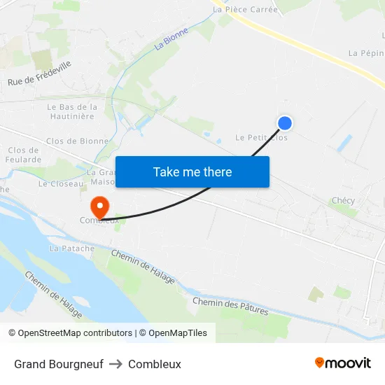 Grand Bourgneuf to Combleux map