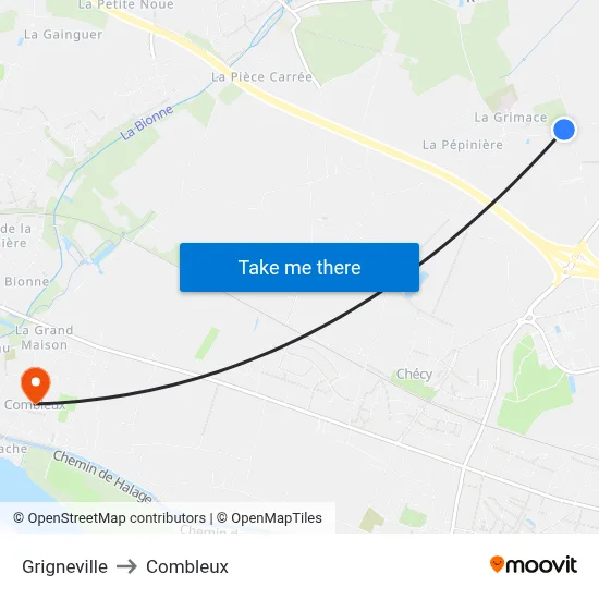 Grigneville to Combleux map