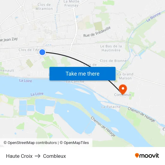 Haute Croix to Combleux map