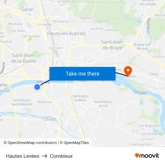 Hautes Levées to Combleux map