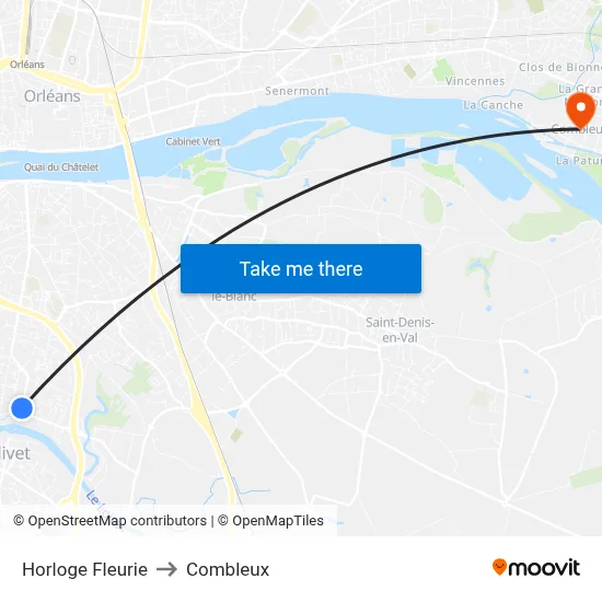 Horloge Fleurie to Combleux map