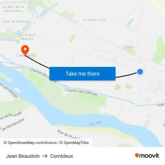 Jean Beaudoin to Combleux map