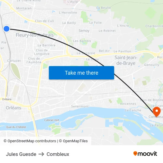 Jules Guesde to Combleux map