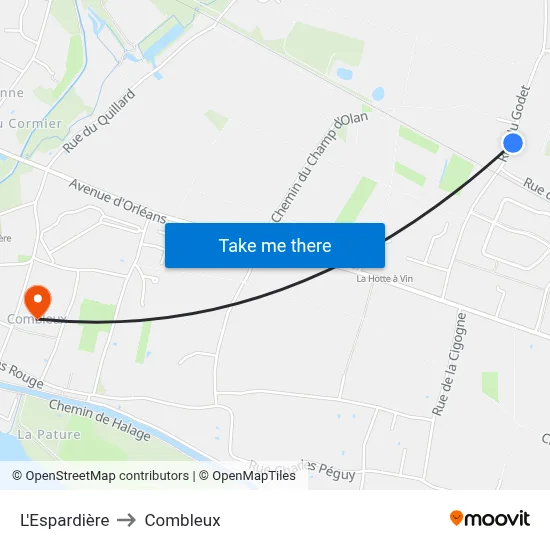 L'Espardière to Combleux map