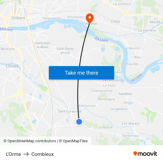 L'Orme to Combleux map