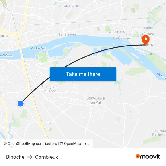 Binoche to Combleux map