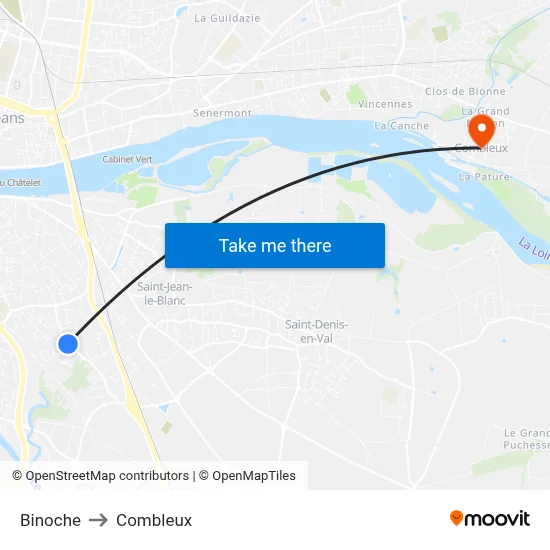 Binoche to Combleux map