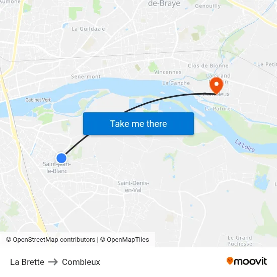 La Brette to Combleux map
