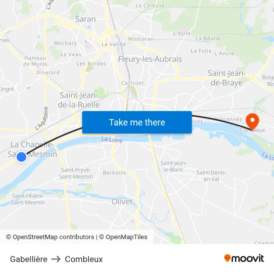 Gabellière to Combleux map