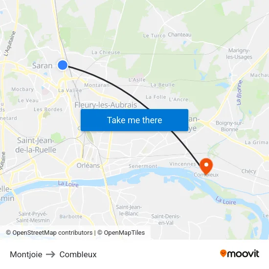Montjoie to Combleux map