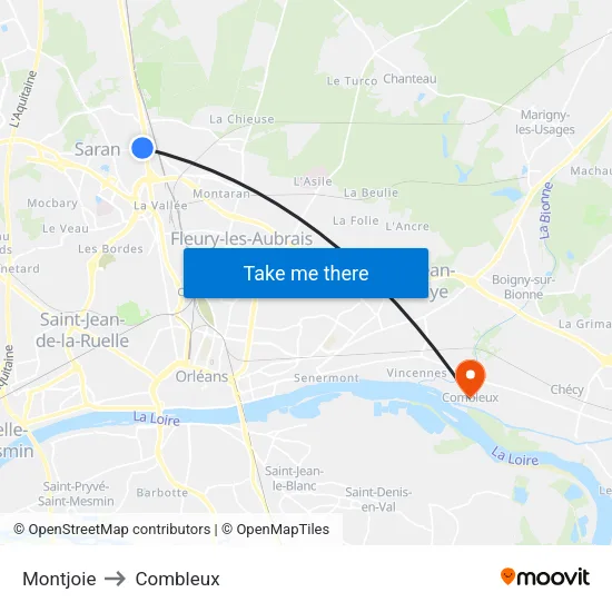 Montjoie to Combleux map