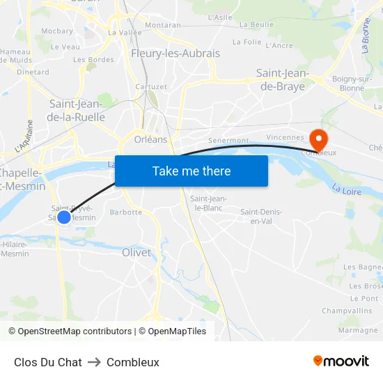 Clos Du Chat to Combleux map