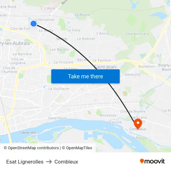 Esat Lignerolles to Combleux map