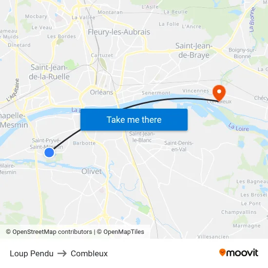 Loup Pendu to Combleux map