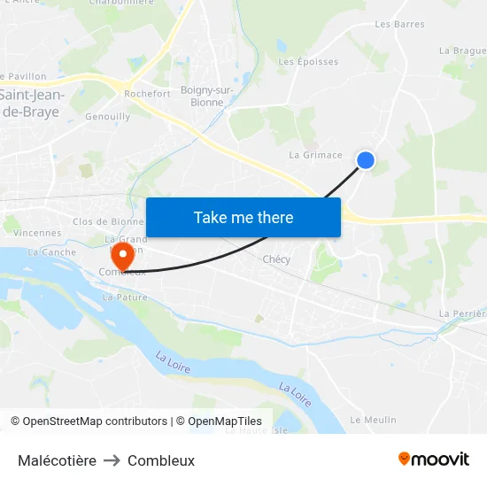 Malécotière to Combleux map
