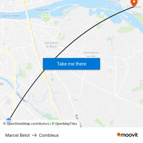 Marcel Belot to Combleux map