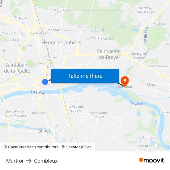Martroi to Combleux map