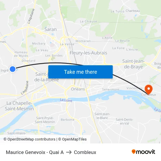 Maurice Genevoix - Quai A to Combleux map