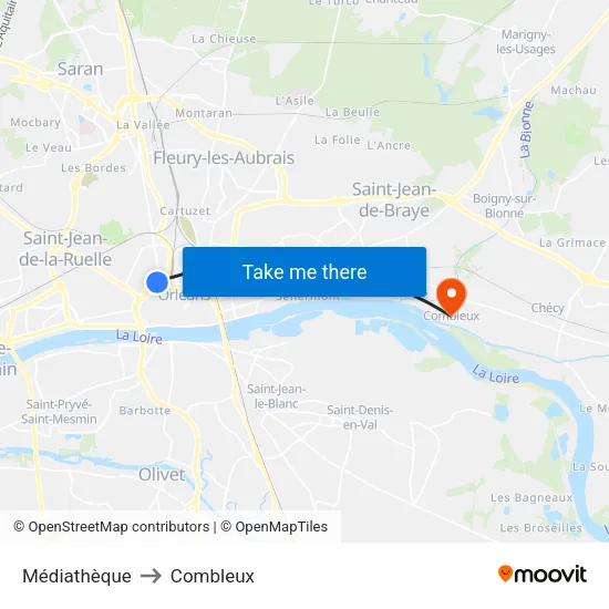 Médiathèque to Combleux map