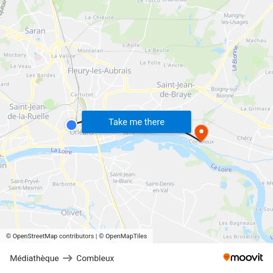 Médiathèque to Combleux map