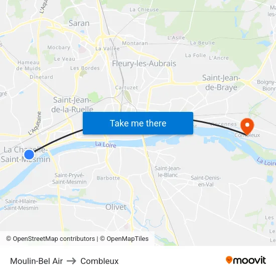 Moulin-Bel Air to Combleux map