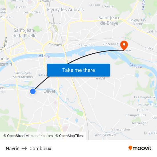 Navrin to Combleux map