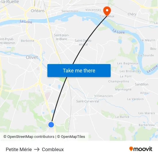 Petite Mérie to Combleux map