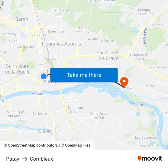 Patay to Combleux map