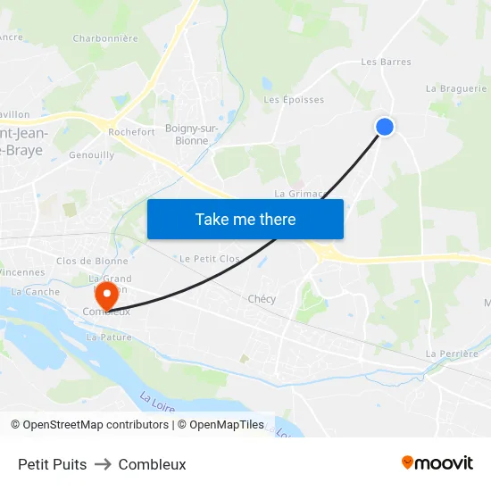 Petit Puits to Combleux map
