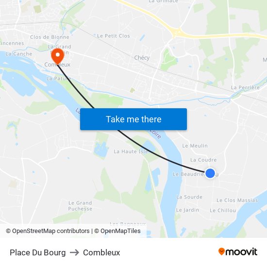 Place Du Bourg to Combleux map