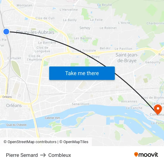Pierre Semard to Combleux map