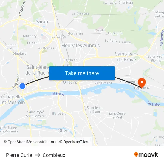 Pierre Curie to Combleux map