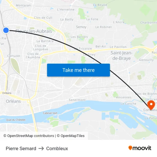 Pierre Semard to Combleux map