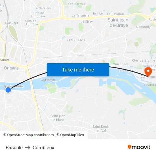 Bascule to Combleux map