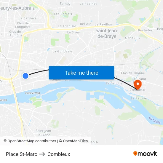 Place St-Marc to Combleux map