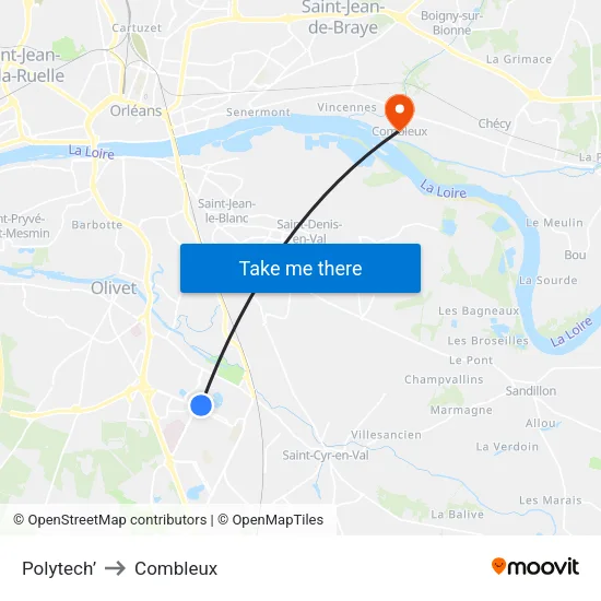 Polytech to Combleux map