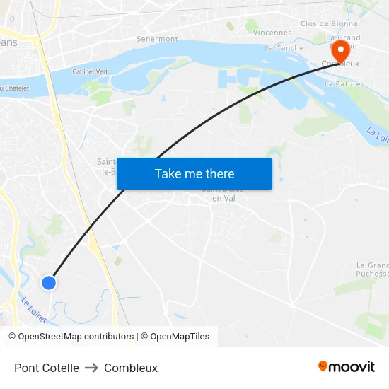 Pont Cotelle to Combleux map