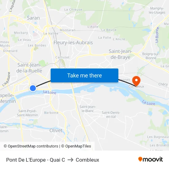 Pont De L'Europe - Quai C to Combleux map