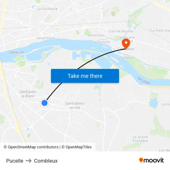 Pucelle to Combleux map