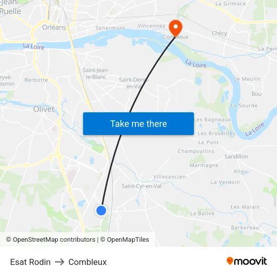 Esat Rodin to Combleux map